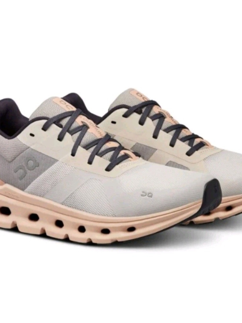 On Running Women's Athletic Sneakers in Light Gray and Blush